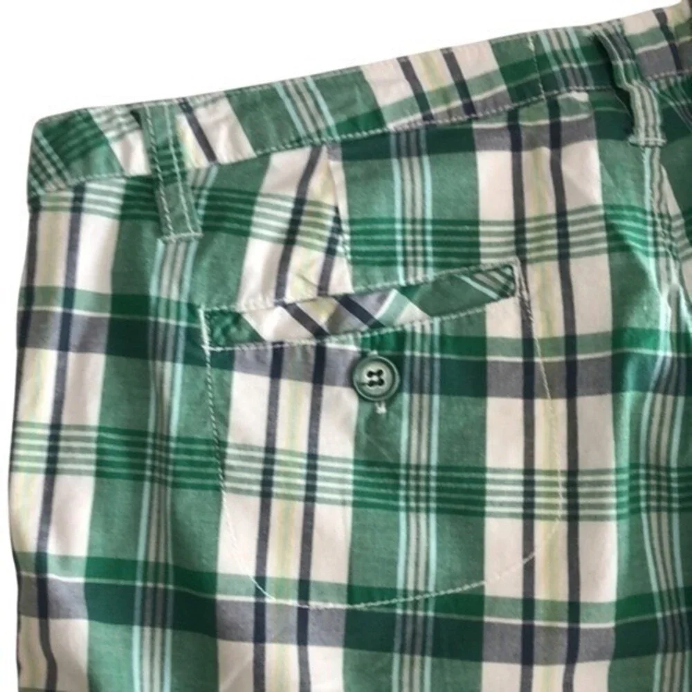 Ocean Drive Athletics‎ Plaid Casual Summer Shorts Green Women Small